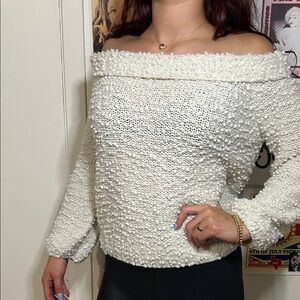 Billabong Off-Shoulder Cream Sweater